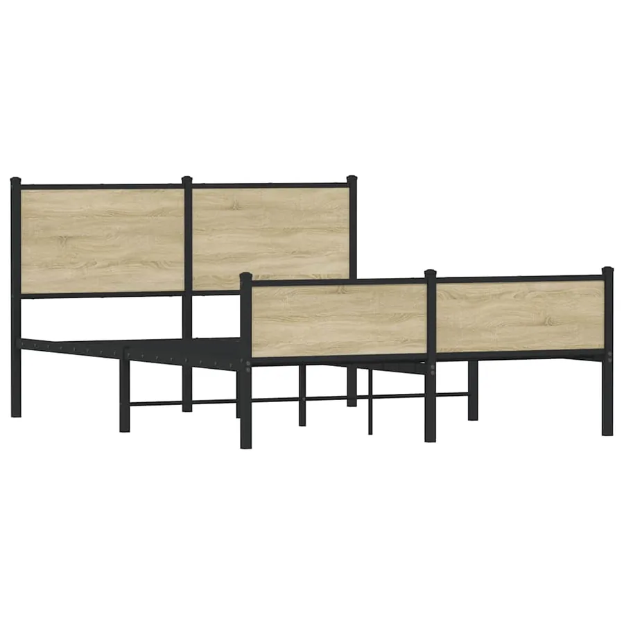 Cadre de lit en métal sans matelas chêne sonoma 150x200 cm - 4