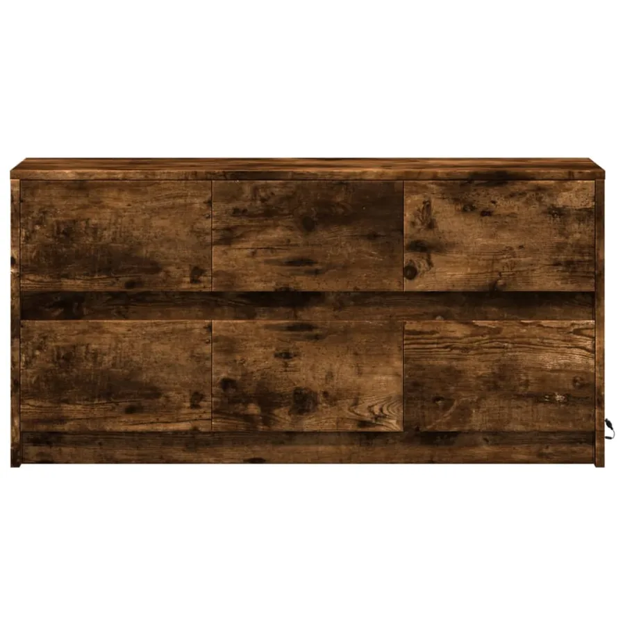 Meuble TV avec LED chêne fumé 100x34x50 cm bois d'ingénierie - 6