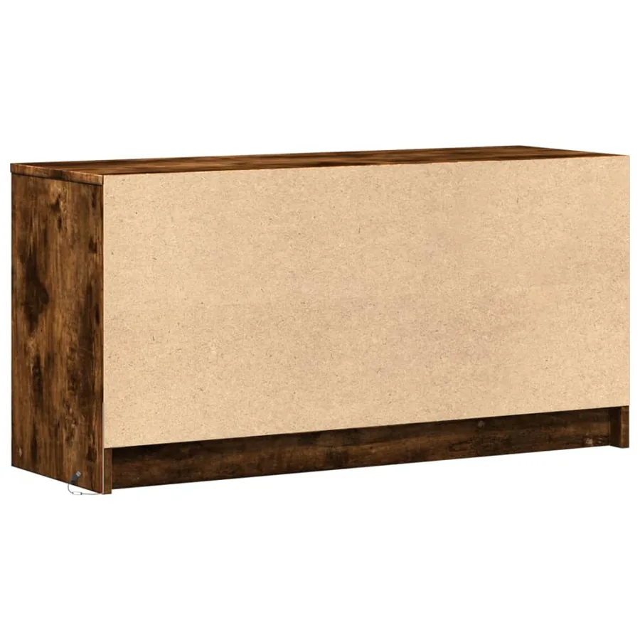 Meuble TV avec LED chêne fumé 100x34x50 cm bois d'ingénierie - 7