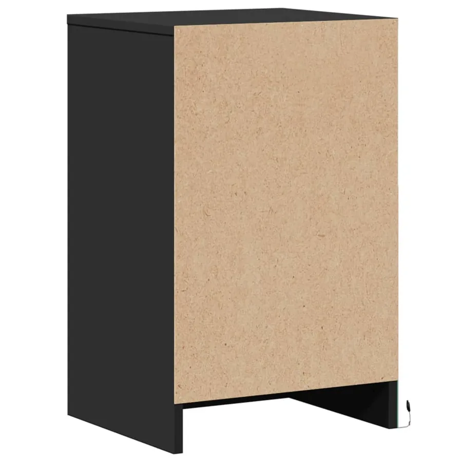 Armoire de chevet avec lumières LED noir bois d'ingénierie - 8