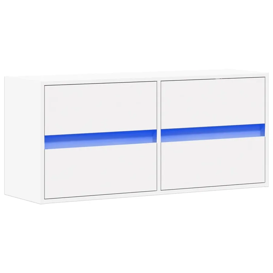 Meuble TV mural avec lumières LED blanc 100x31x45 cm - 3