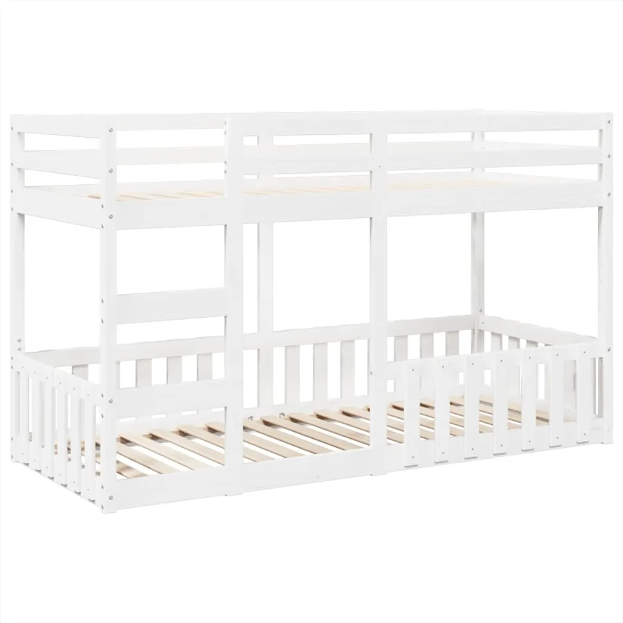Lit superposé Blanc 90x200 cm Bois de pin massif - 2