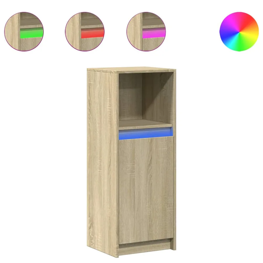 Buffet avec LED chêne sonoma 38x34x100 cm bois d'ingénierie - 2