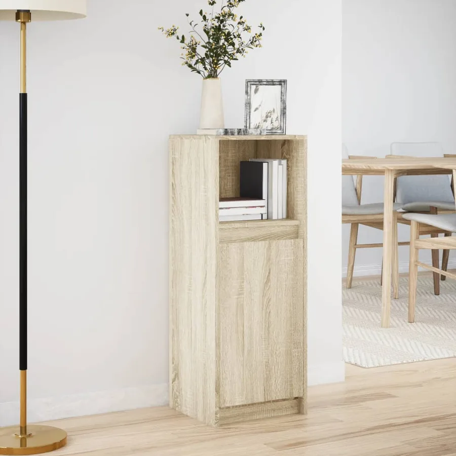 Buffet avec LED chêne sonoma 38x34x100 cm bois d'ingénierie - 4