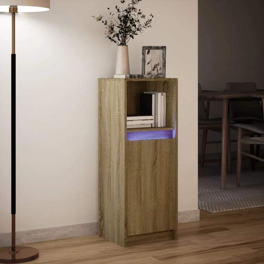 Buffet avec LED chêne sonoma 38x34x100 cm bois d'ingénierie - 5