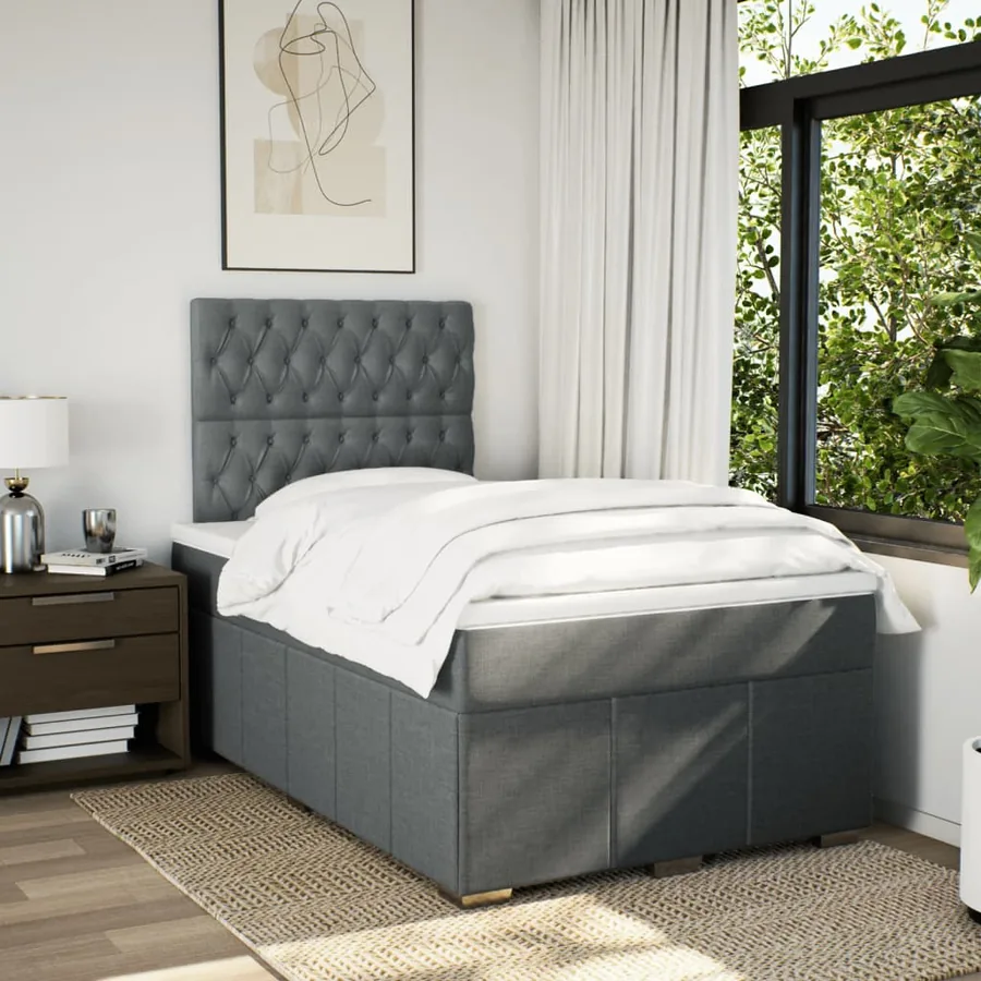 Sommier à lattes de lit avec matelas Gris foncé 120x200cm Tissu - 3