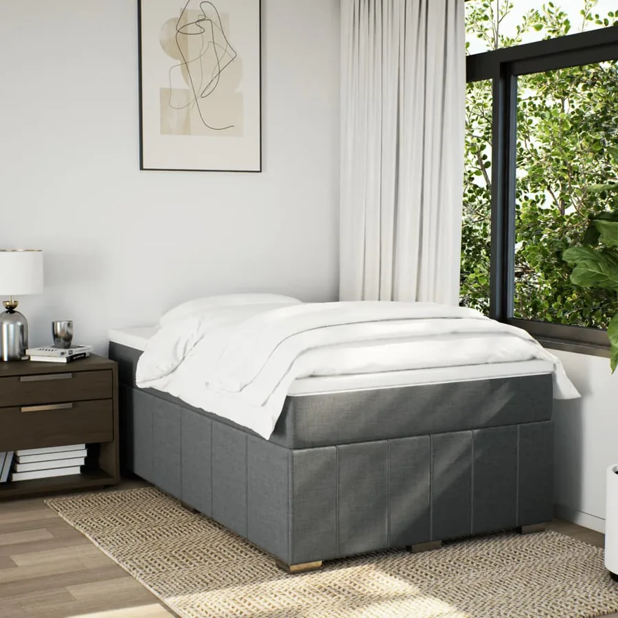 Sommier à lattes de lit avec matelas Gris foncé 120x200cm Tissu - 3