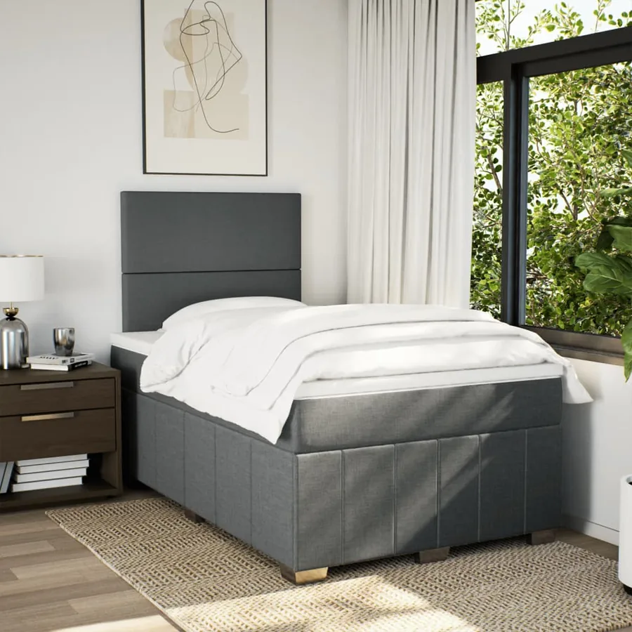 Sommier à lattes de lit avec matelas Gris foncé 120x200cm Tissu - 3