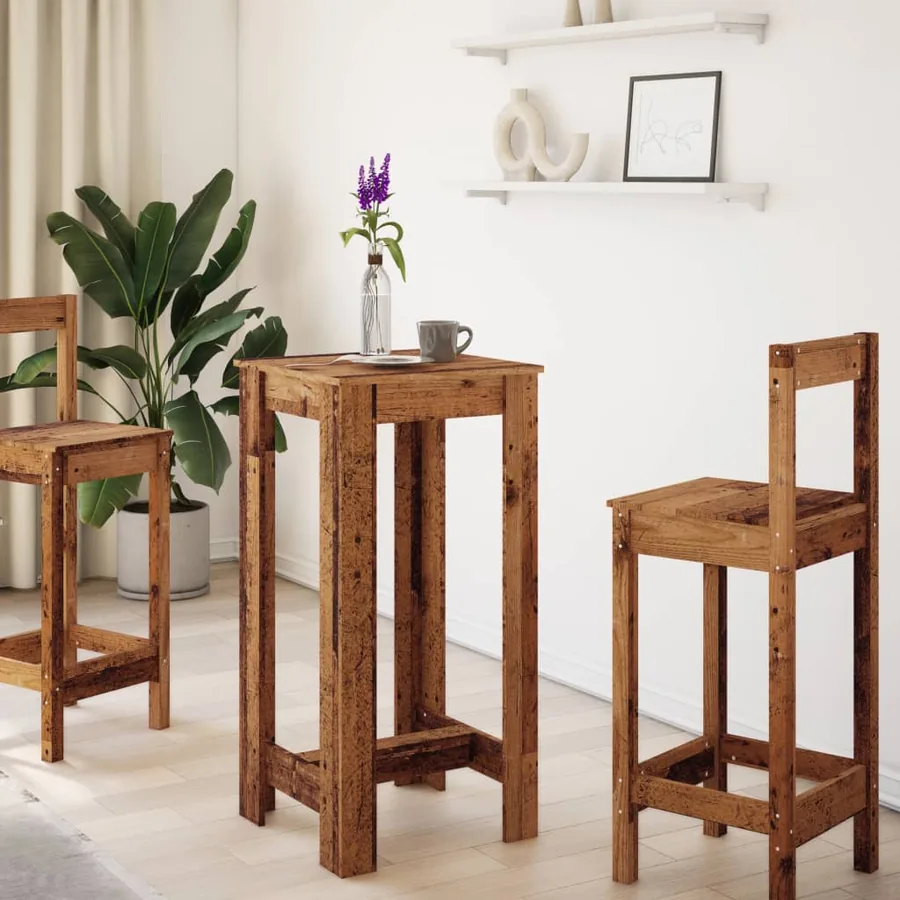 Table de bar vieux bois 51x50x103,5 cm bois d'ingénierie - 3