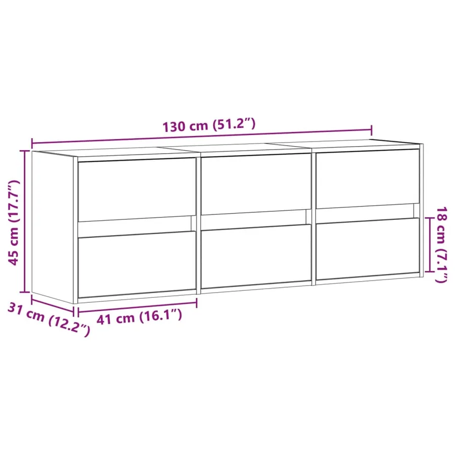 Meuble TV mural avec lumières LED blanc 130x31x45 cm - 15