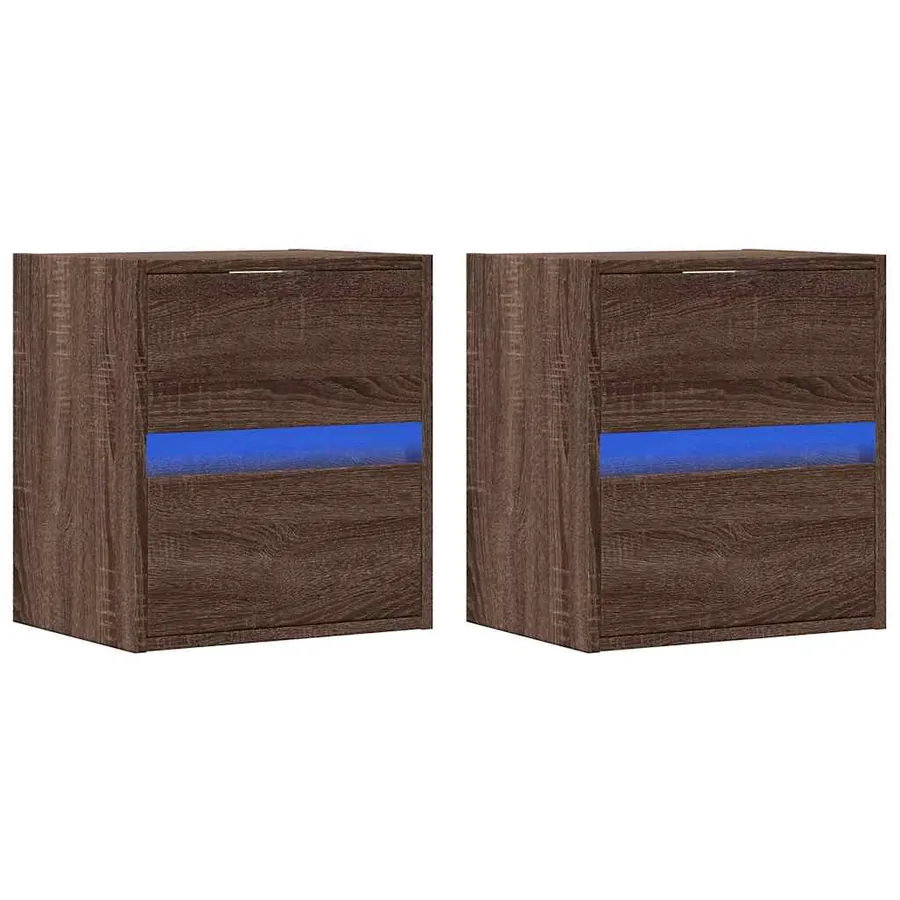 Meubles TV muraux lumières LED 2 pcs chêne marron 41x31x45 cm - 3