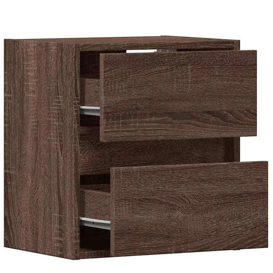 Meubles TV muraux lumières LED 2 pcs chêne marron 41x31x45 cm - 9