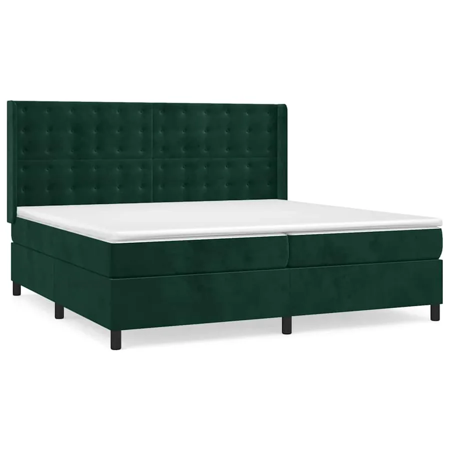 Sommier à lattes de lit et matelas Vert foncé 200x200cm Velours - 2