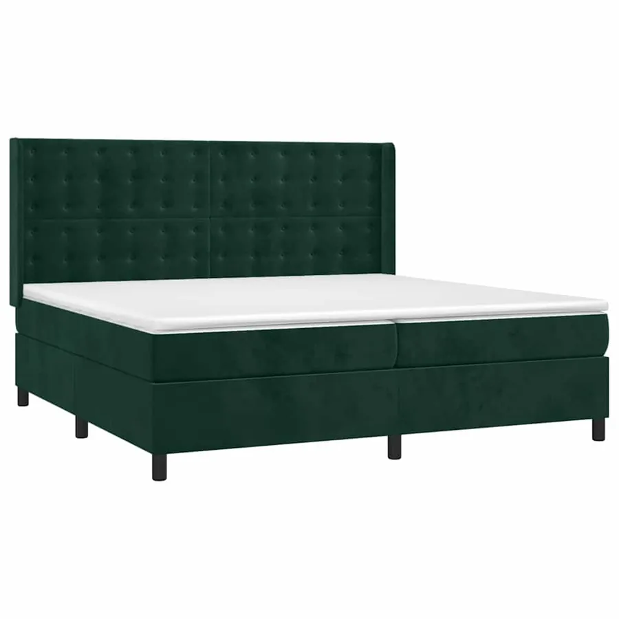 Sommier à lattes de lit et matelas Vert foncé 200x200cm Velours - 3
