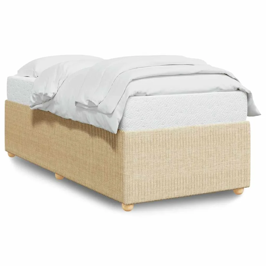 Cadre de lit sans matelas crème 90x200 cm tissu - 2