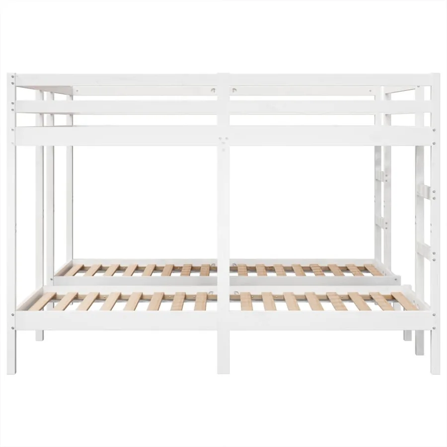 Lit superposé triple blanc 200x200/80x200 cm bois de pin massif - 6