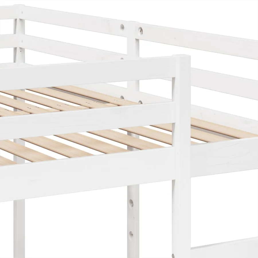 Lit superposé triple blanc 200x200/80x200 cm bois de pin massif - 8