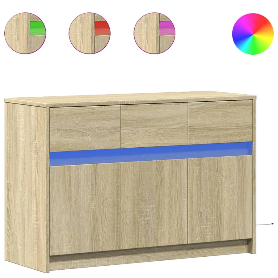 Meuble TV avec LED chêne sonoma 91x34x61 cm bois d'ingénierie - 2
