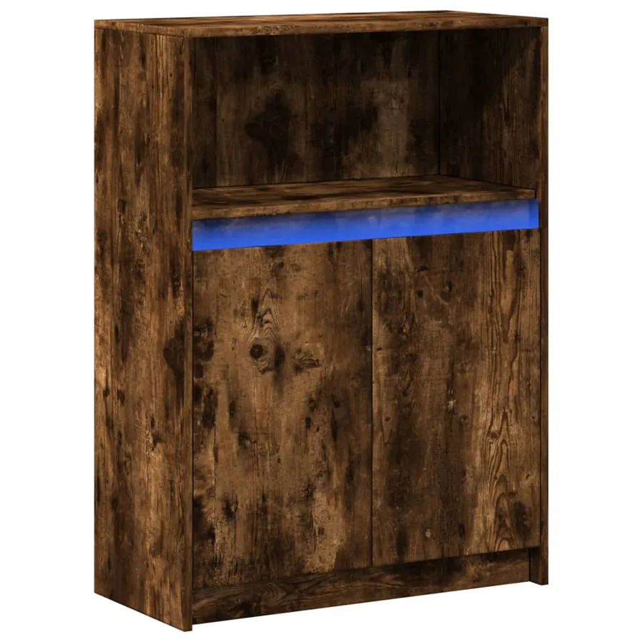 Buffet avec LED chêne fumé 72x34x100 cm bois d'ingénierie - 3