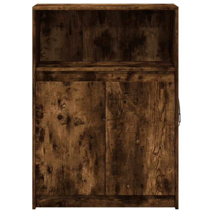 Buffet avec LED chêne fumé 72x34x100 cm bois d'ingénierie - 6