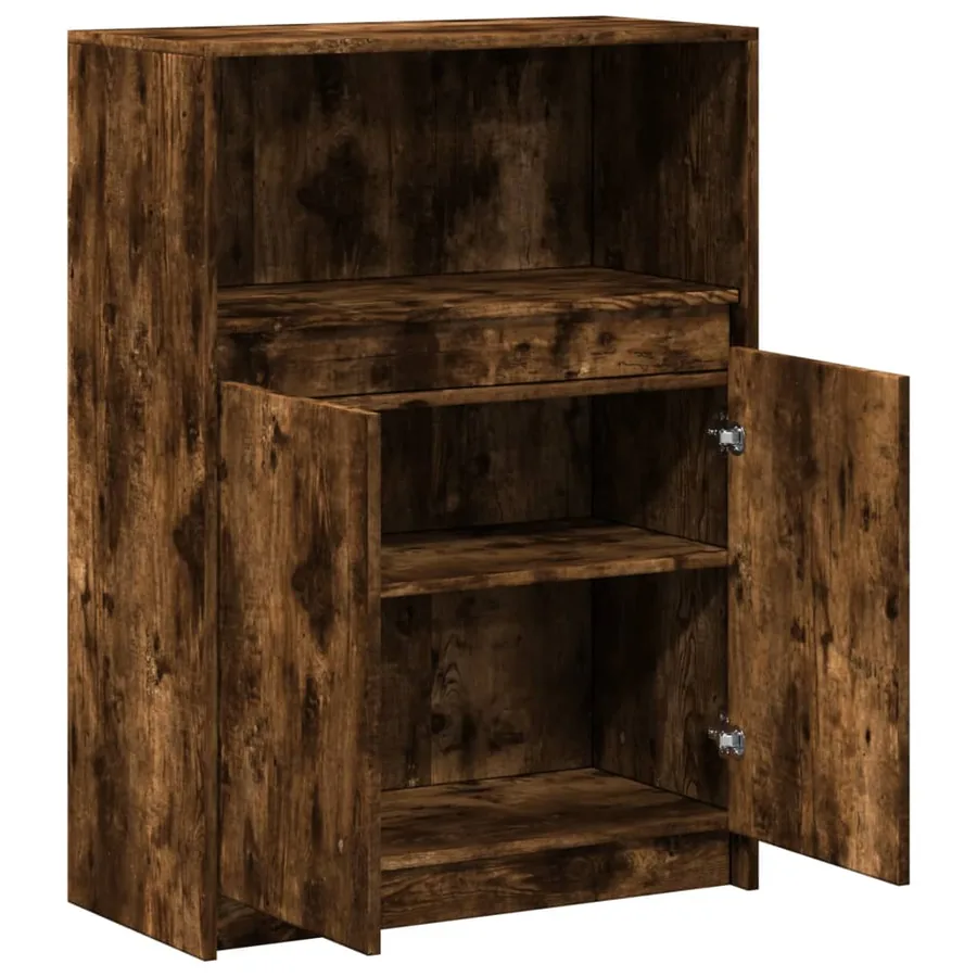 Buffet avec LED chêne fumé 72x34x100 cm bois d'ingénierie - 7
