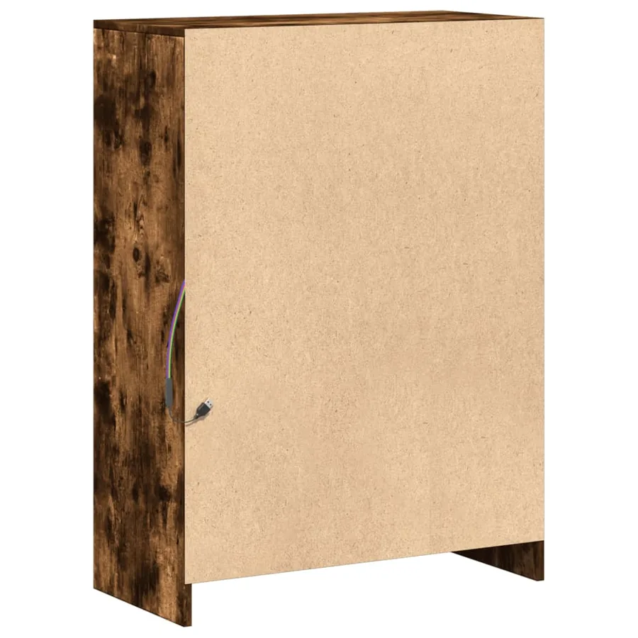Buffet avec LED chêne fumé 72x34x100 cm bois d'ingénierie - 9