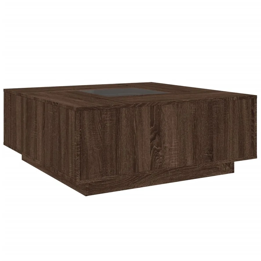 Table basse avec LED infini chêne marron 100x100x40 cm - 8