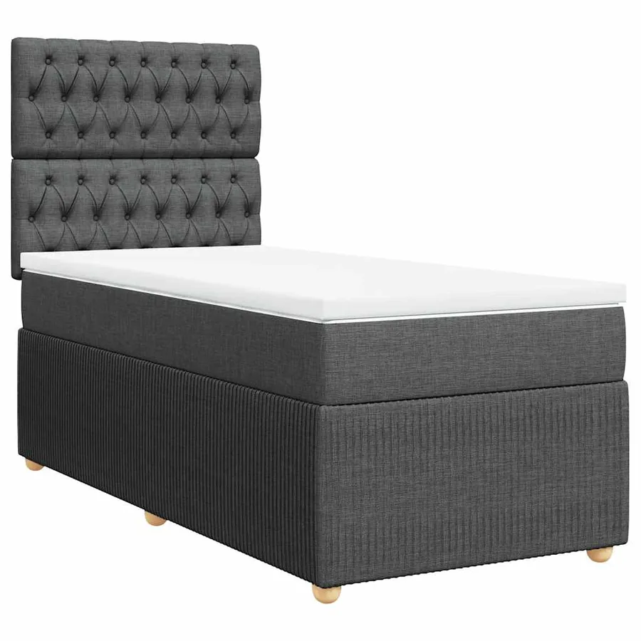 Sommier à lattes de lit avec matelas Gris foncé 90x200 cm Tissu - 2
