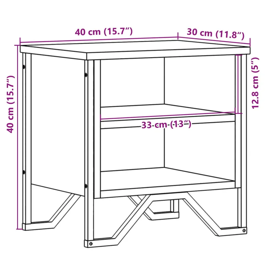 Table de chevet sonoma gris 40x30x40 cm bois d'ingénierie - 10