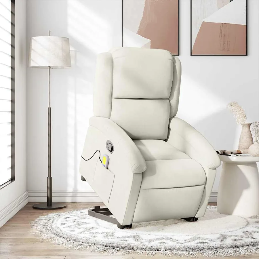 Fauteuil de massage inclinable Crème Velours - 16