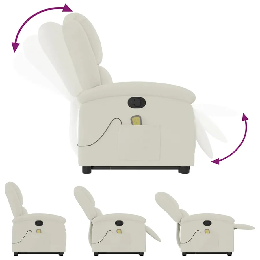 Fauteuil de massage inclinable Crème Velours - 8