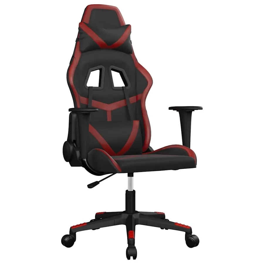 Chaise de jeu de massage Noir et rouge bordeaux Similicuir - 2