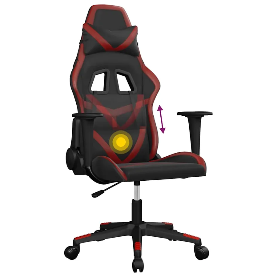 Chaise de jeu de massage Noir et rouge bordeaux Similicuir - 6