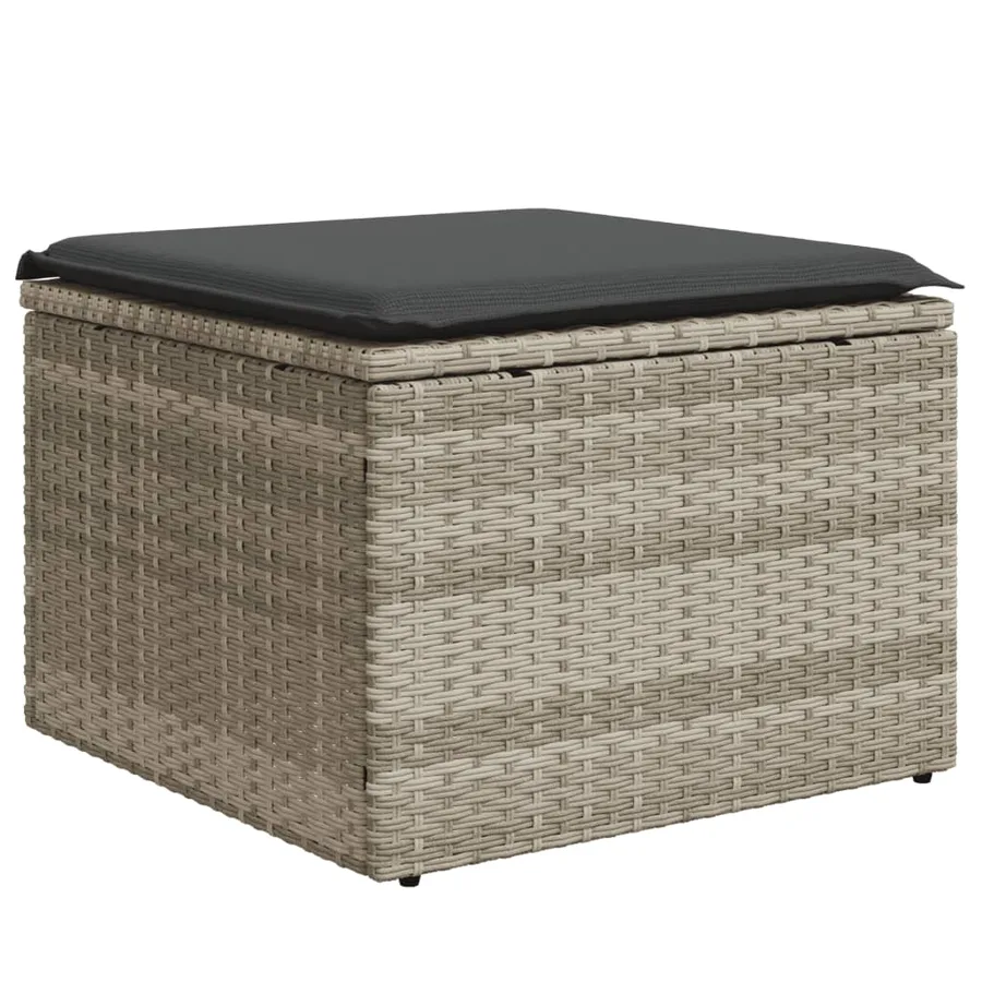 Salon de jardin 8 pcs avec coussins gris clair résine tressée - 7