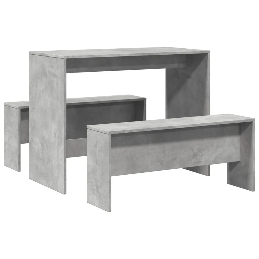Ensemble table à manger et bancs 3 pcs bois d'ingénierie - 2