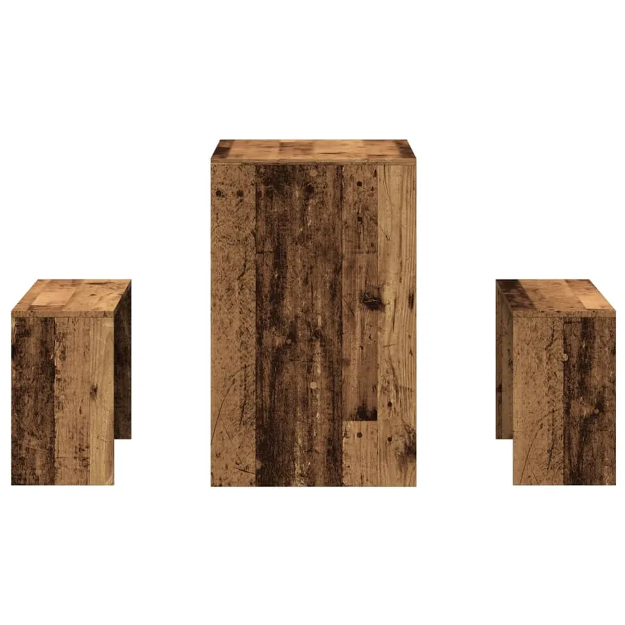 Ensemble table à manger et bancs 3 pcs bois d'ingénierie - 5