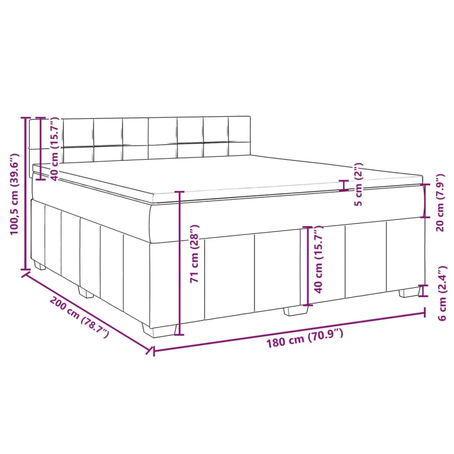 Sommier à lattes de lit avec matelas Gris clair 180x200cm Tissu - 13
