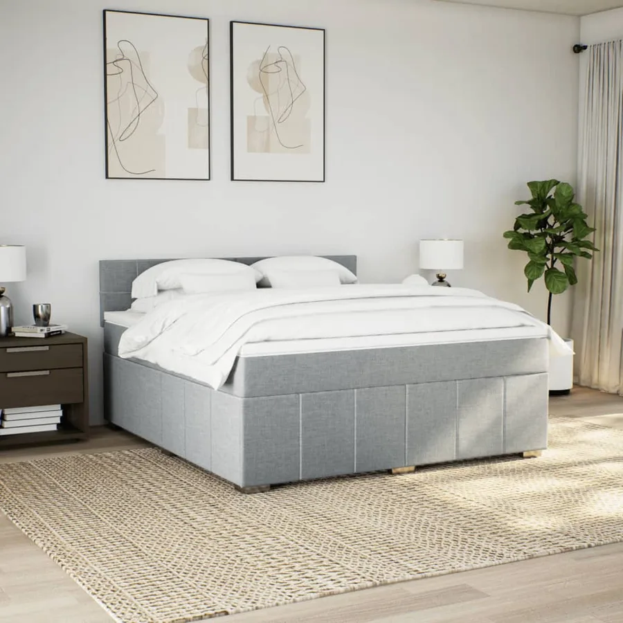 Sommier à lattes de lit avec matelas Gris clair 180x200cm Tissu - 3