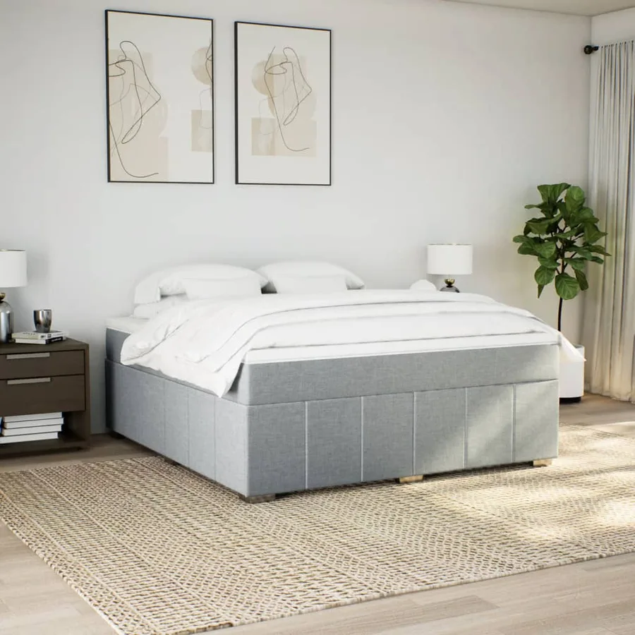 Sommier à lattes de lit avec matelas Gris clair 180x200cm Tissu - 3
