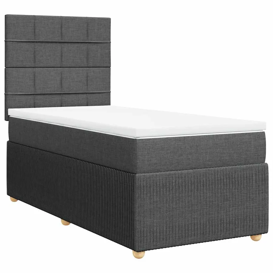 Sommier à lattes de lit avec matelas Gris foncé 80x200 cm Tissu - 3