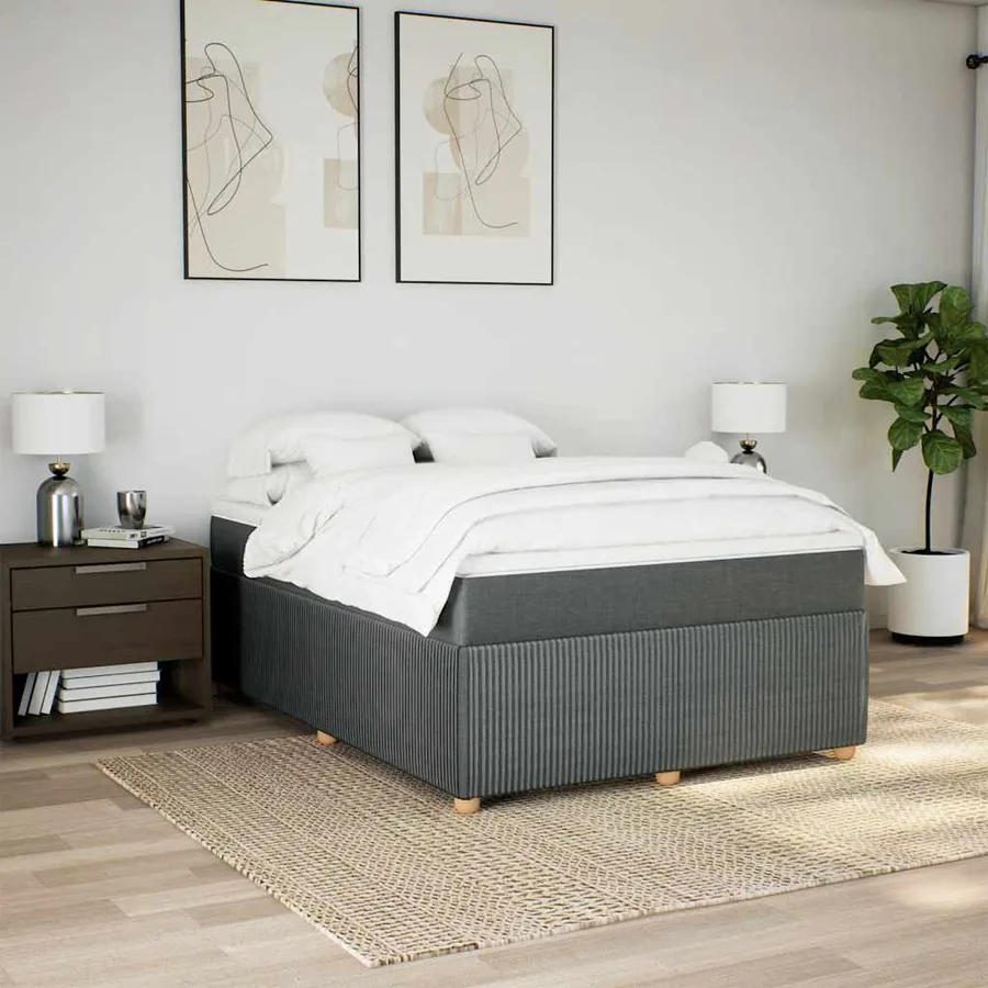 Sommier à lattes de lit avec matelas Gris foncé 140x200cm Tissu - 3