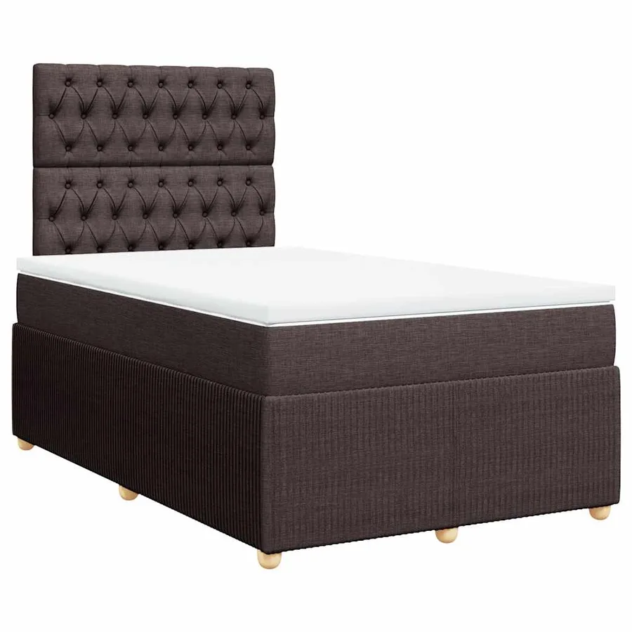 Sommier à lattes de lit et matelas marron foncé 120x190cm tissu - 3