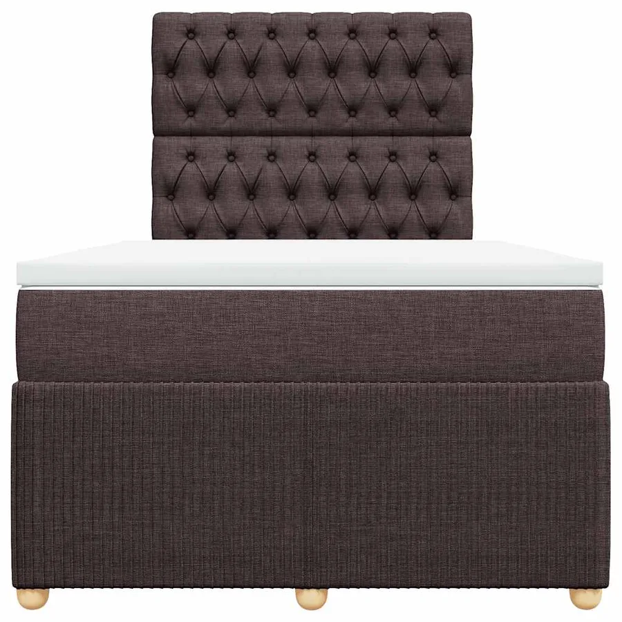 Sommier à lattes de lit et matelas marron foncé 120x190cm tissu - 6