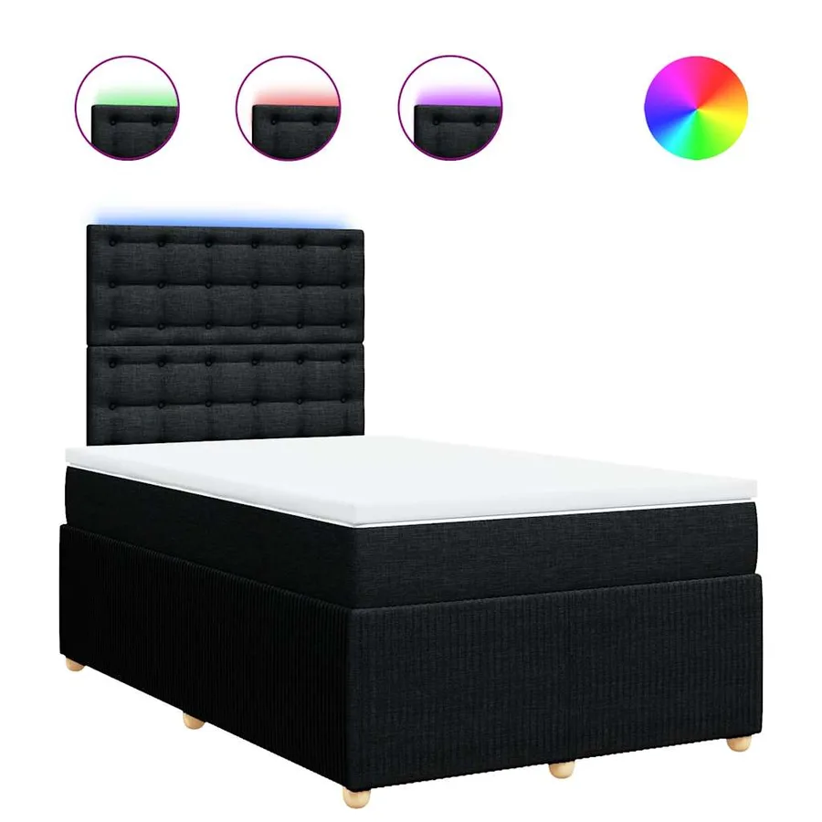 Sommier à lattes de lit avec matelas noir 120x190 cm tissu - 2