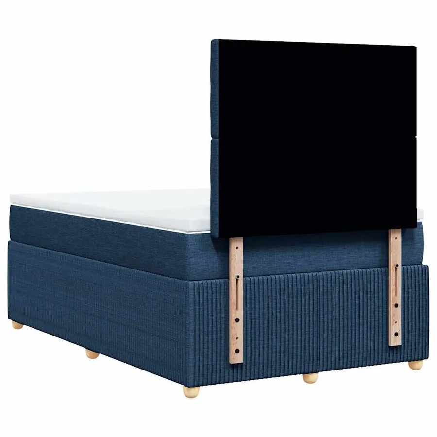 Sommier à lattes de lit avec matelas bleu 120x190 cm tissu - 6