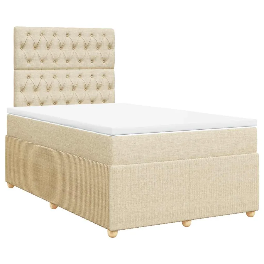 Sommier à lattes de lit avec matelas crème 120x190 cm tissu - 3