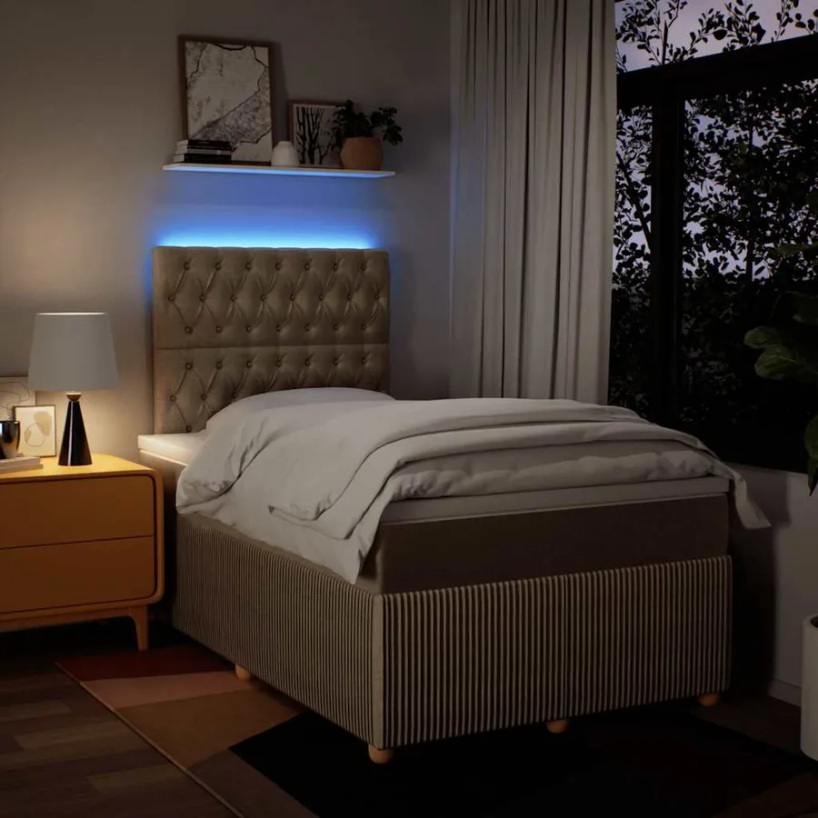 Sommier à lattes de lit avec matelas crème 120x190 cm tissu - 5
