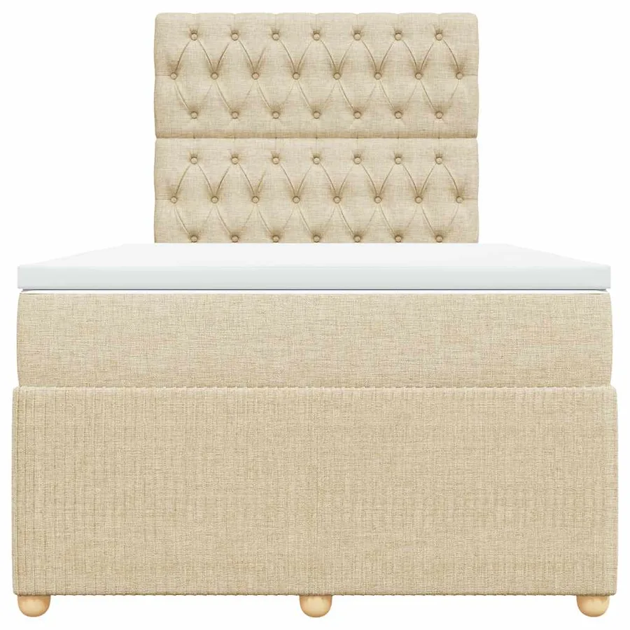 Sommier à lattes de lit avec matelas crème 120x190 cm tissu - 6