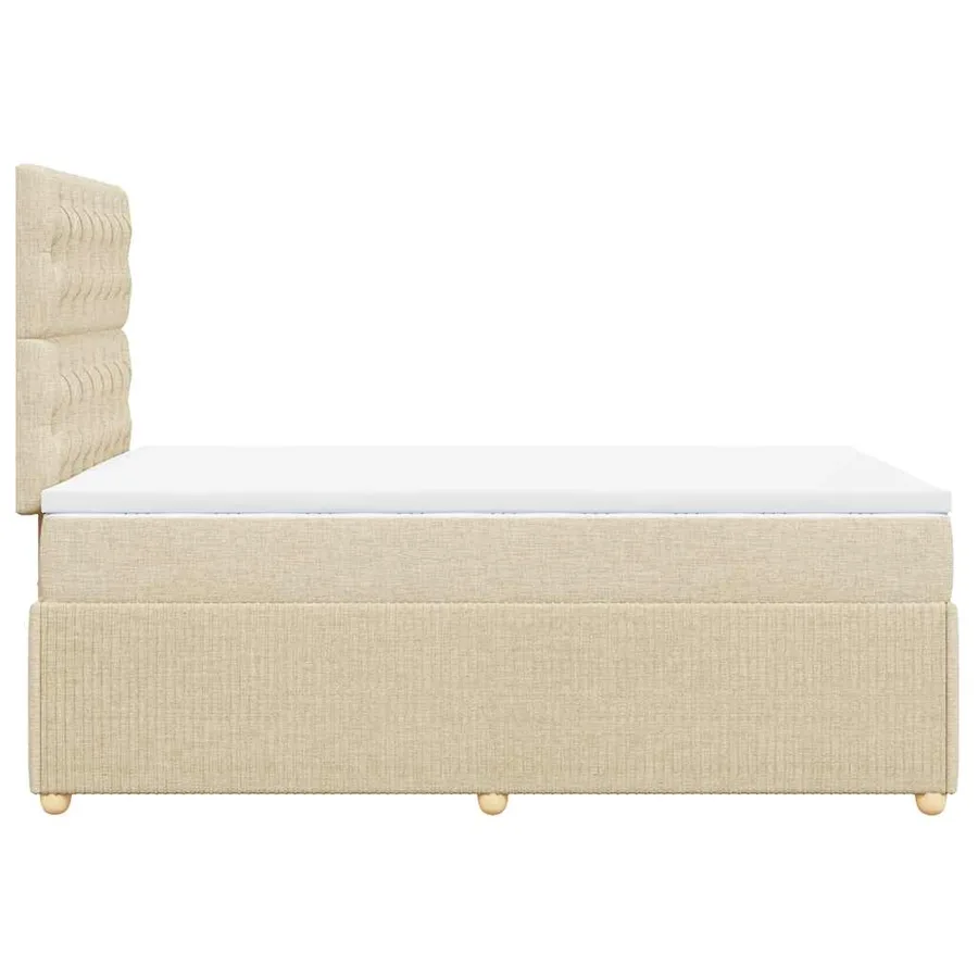 Sommier à lattes de lit avec matelas crème 120x190 cm tissu - 7