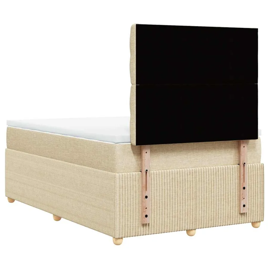 Sommier à lattes de lit avec matelas crème 120x190 cm tissu - 8